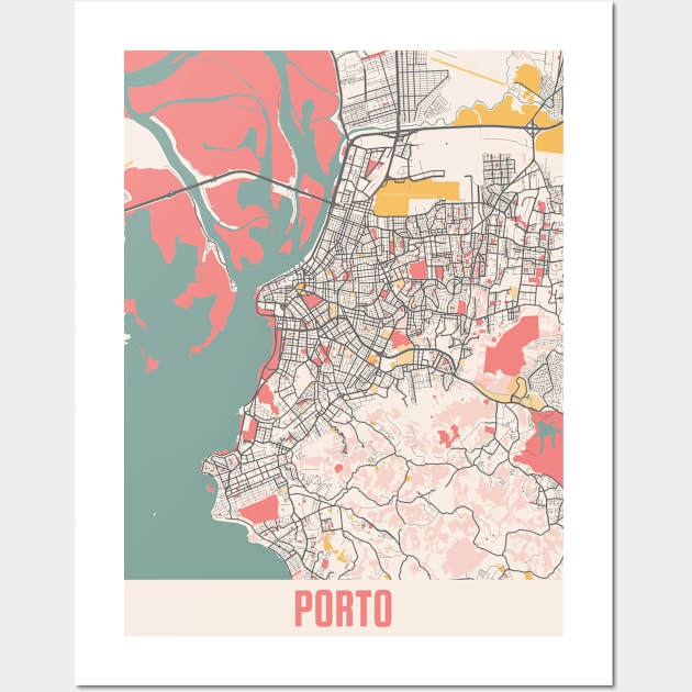 Porto - Portugal Chalk City Map Wall Art by tienstencil